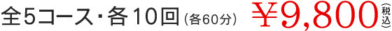 全5コース・各10回（各60分）\9,800